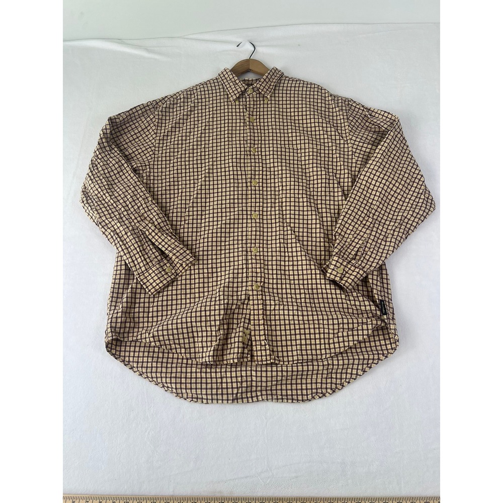 Abercrombie & Fitch Button Down Mens L Brown Plaid Long Sleeve Cotton Preppy